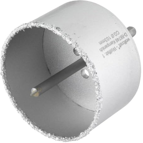 wolfcraft Corona de perforación recubierta de carburo de tungsteno, con adaptador I 3899000 I Para instalaciones sanitarias y eléctricas en paredes de ladrillo y piedra; profundidad de corte: 55 mm