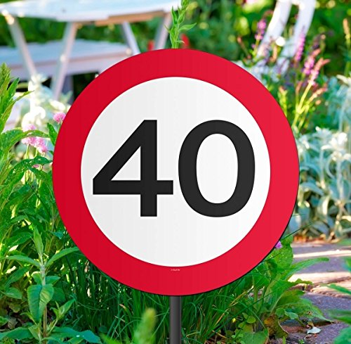 Folat Gartenschild für Geburtstagsparty, Verkehrsschild, 40. Geburtstag