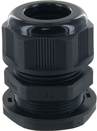 BLACK PG36 NYLON CABLE GLAND WITH LOCK NUT IP68 PROTECTION PACKS OF 5