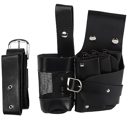 Professionelle Friseur Werkzeugtasche, Friseur Taschen Werkzeug Gürtel PU Leder, Salon Barber Scherentasche mit verstellbarem Schultergurt, für Scheren Friseursalon Friseurzubehör(Schwarz)