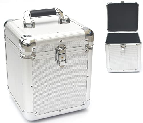 Vinyl 7 inch Single DJ-Case LPs für 70-100 Platten - 21,5 x 26 x 21 cm - silber