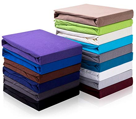 Hometex Premium Textiles Topper Spannbettlaken Spannbetttuch 180-200 x 200 cm, Bettlaken für Matratzentopper, 100% Baumwolle Jersey, Matratzen bis 10 cm, Oeko-TEX Made IN Green, Navy