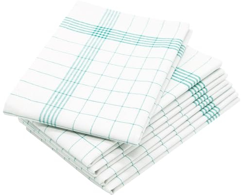 ZOLLNER 5er Set Geschirrtücher, 50x70 cm, Halbleinen, grün weiß