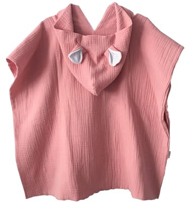 MIMUSELINA Badeponcho Kinder aus 100% Baumwoll-Musselin | Bademantel Baby und Baby Badetuch in einem | Leicht, saugfähig und schnelltrocknend | Für Bad, Strand und Pool