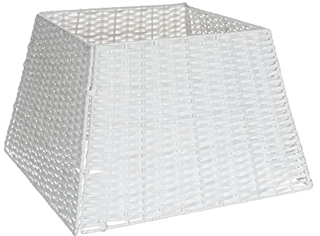 Christmas Village Rattan Xmas Tree Skirt Stand Base Festive Basket Cover Decor Perfect for Indoor Home & Office Floor Use, Tidy Decor – Folds for Easy Storage (White)