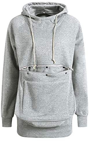 Rpporm Damen Pullover Kapuzenpullover mit Katzen Hund Tasche Hundetasche Katze Sweatshirt Pulli Hoodie Kapuze Katzenpulli Beutel Langarm Wintermantel große größen Kuschelig Warmer Winterjacke Damen