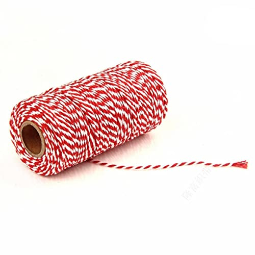 Colorido Macrame Cordón de algodón Cuerda Cordel Hilo retorcido Artesanía de Costura DIY Trabajo Hecho a Mano Banquete de Boda Navidad Textiles para el hogar Decoración-A02 Rojo Blanco