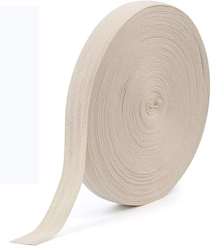 Cotton Tape 25cm,25 mm Baumwollband,50 Meter Baumwoll Schrägband,Köperband zum Nähen für Heimwerken,Basteln,Nähen,Stricken Bekleidungszubehör