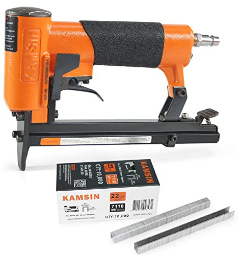 KAMSIN KN7116S grapadora neumatica con 10000 grapas PCS(10mm) clavadora de tapiceria para puertas,ventanas,techos,armarios