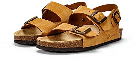 Le Clare Shark Pelle - pantoufles en cuir pour hommes/femmes avec semelle anatomique en liège anti-sueur - Disponible en marron, noir, miel