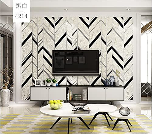 Noir Blanc Papier Peint intissé 9,5 m x 0,53 m Rayures Géométriques Modernes Minimaliste Papier Peint 3D Flocage Papier peint non-tissé pour Chambre Salon TV Fond