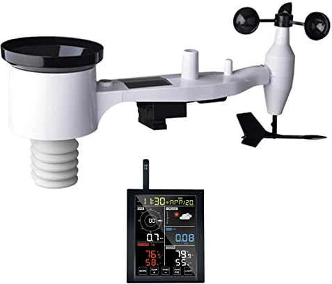 ECOWITT Weather Stations WN1980, 5 in 1 Wireless Outdoor Weather Station Sensor, Indoor Colorful LCD Display with Touch Key, Uploading to Ecowitt Server, Pairing with WS90/ WS80/ WS68 Outdoor Sensor