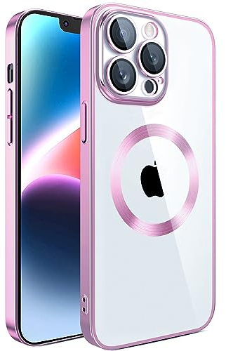 S. Dawezo Klare Magnetische Hülle für iPhone 12 Pro Max, kompatibel mit MagSafe Kabelloses Laden, Militärnorm Schutz, Kratzfest, Stoßfest, Schlanke Transparente für iPhone 12 Pro Max Hülle, Rosa