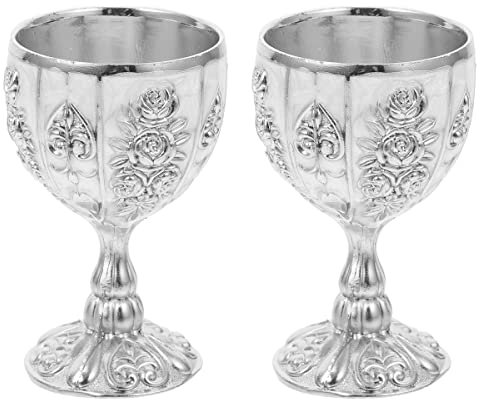 VOSAREA Calice De Messe Medieval Wood Cup 2 Pièces Verre à Vin Européen Goodies Noel Verres à Cocktails Tasse à Liqueur De Vin En Décor Coupe De Vin Orner Tasse à Cocktail
