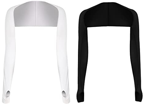 TSLRSA UV Schutz Bolero - 2 Stück Schal Arm Armmanschette Kühlschal Armmanschettes Fingerlöcher Sonnencreme Cooler Shrug Armmanschette Schwarz Weiß