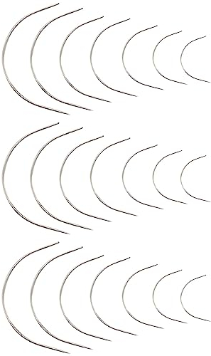 DDKY Set da 21 pezzi Aghi per cucire a mano Aghi Curvi, Aghi in Pelle Cuciti a Mano, Aghi Curvi Assortiti, Pelle Aghi per Uso Domestico, Ago Curvo, Ago Curvo per Cucire,3 ciascuno di 7 dimensioni