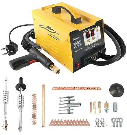 Punktschweißgerät, 220 V, 3500 A, 3 kW, 7 Modi verfügbar, Kfz-Blech-Punktschweißgerät, Karosserie-Dellen-Reparaturset (Yellow)