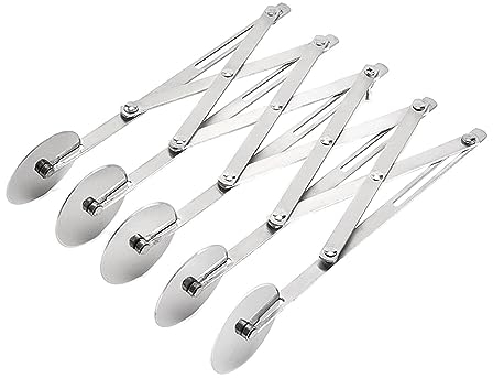 5 Wheel Pastry Cutter, Expandable Telescopic Pizza Slicer Multi-Round Baking Dough Divider Roller for Pizza, Bread and Cakes
