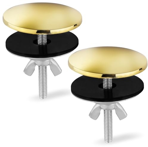 2pcs 5cm Couvercles de Trou d'Évier de Cuisine, Couvercle de Trou Robinet en Acier Inoxydable Bonne Étanchéité Bouchon de Trou de Robinet d'Évier Capuchon pour Prévention des Fuites(Or)