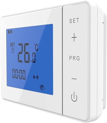 ANFEL Cronotermostato Digitale ANFEL-683 con programmazione Settimanale a Batteria, Design elegante e Display Retroilluminato adatto per Caldaia Murale