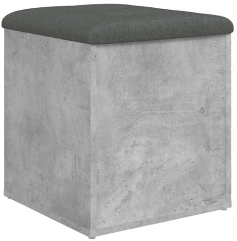 vidaXL Banco con almacenaje Madera ingeniería Gris hormigón 42x42x45cm