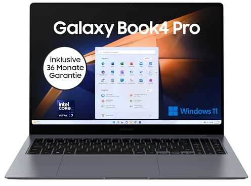 Samsung Galaxy Book4 Pro Notebook, 16-Laptop, Intel Core Ultra 7, 16 GB RAM, 512 GB, Moonstone Gray, 3 Jahre Herstellergarantie [Exklusiv auf Amazon]