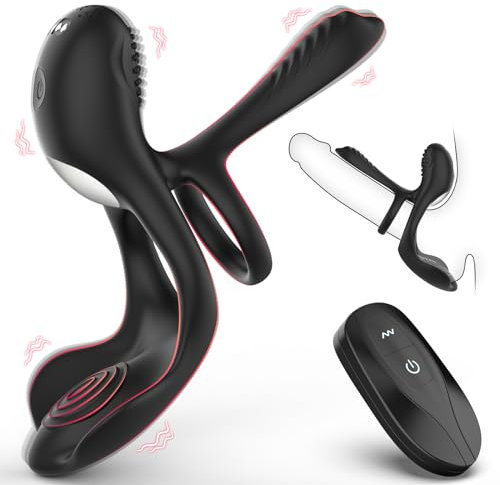 Vibrator Cock Ring,Adult Toys Male Sex Toys with 10 Vibration Modes,Sex Toys for Men Vibrating Penis Ring for Longer Harder Stronger Erection Sex Toys4mens UK,Sex Toys4couples Men & Women (Black)