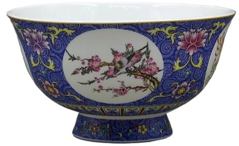 OTENG Porzellan im Hofstil Pastell-Porzellanschale, Porzellan-Reisschale im chinesischen antiken Palaststil, 13 cm, 5,1 Zoll, Emaille-Farbe, Blumen- und Vogelschale, Porzellan, Haushaltsdekoration