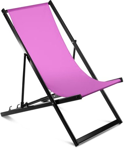 Ferocity Aluminium Liegestuhl Stuhl ohne Armlehne One Size Klappbar Klappliegestuhl Sonnenliege Gartenliegestuhl mit Wechselbezug Motiv Pink [119]