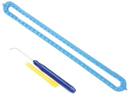 SEIWEI 58cm Blau, Langer Webstuhl mit Nadeln & Hakenwerkzeug, Häkelmaschine für Handgestrickte Schals, Decken, 26/36/47/58 Zähne, DIY-Strickstühle-Set