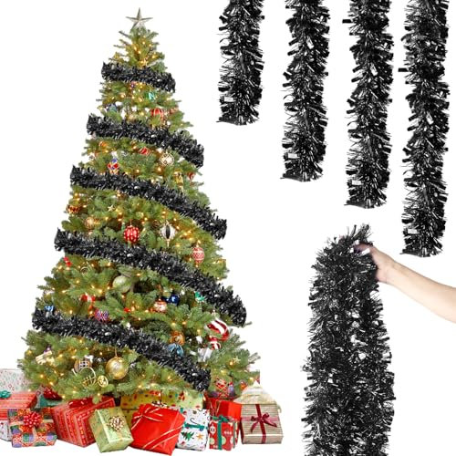 Guirlande de Noël 6 Pièces x 2M - Brillante Ornements Métalliques Scintillants - Garland Tinsel pour Sapin, Décoration de Mariage, Anniversaire, Fête, Murs, Fenêtres