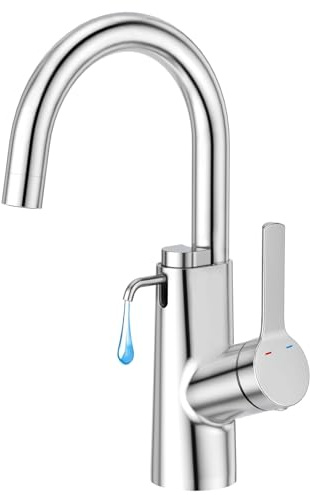 Aktines Wasserhahn für Waschbecken Bad oder Spüle Küche 360° Schwenkbar mit integriertem Seifenspender, Einhebelmischer Armatur, polierter Chrom