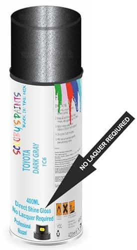 SCOOBYS PAINTS BACK IN THE MIX Direct Gloss Aerosol Spray Paint For Toyota Dark Gray Code: 1C6 No Lacquer Required