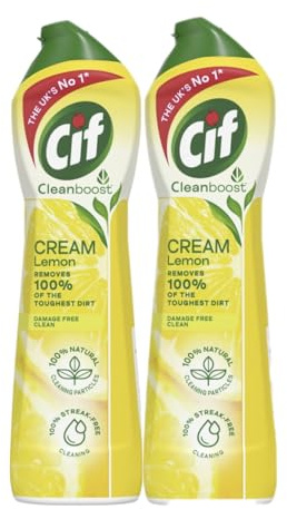 Ciff Cream Cleaner Lemon 500ml (Pack of 2) | Multi-Purpose Surface Cleaner | Tough on Grease & Grime, Leaves a Fresh Lemon Scent