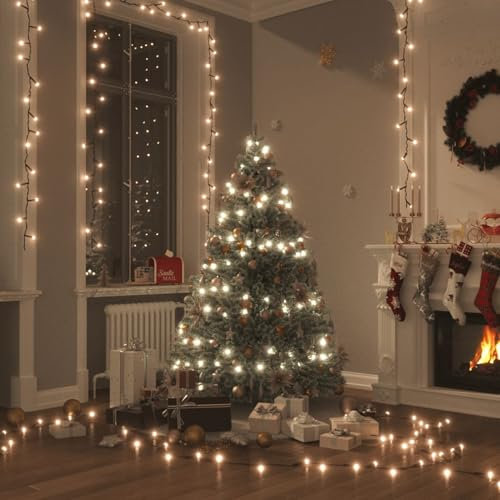 Tidyard LED-Lichterkette Tannenbaum Lichterbaum Weihnachtsdeko Beleuchtung Außen Beleuchtet Lichterkette 1000 LEDs 100 m 8 Lichteffekte IP44 Warmweiß