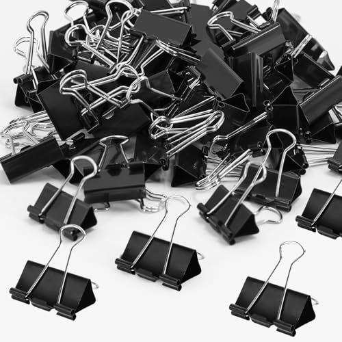 72Pcs Bulldog Clips 19mm Binder Clips Metal Foldback Clips Middle Swallowtail Clip File Money Papper Stationary Clamps for Office School Home Kitchen Shops