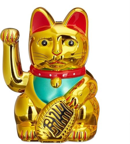 LilaLemon 11,4 cm winkender beweglicher Arm goldene Glückskatze, chinesische orientalische Glücksgelddekoration, Maneki Neko Feng Shui Geschenk Home Office Decor