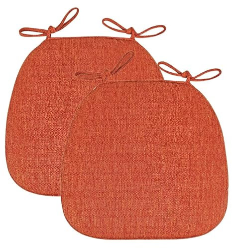FDISDIFH 2/4/6er Set Sitzkissen 43x41x3cm, Trapez Stuhlkissen Landhausstil Mit BindebäNder, Waschbar Sitzauflagen Rutschfestes Baumwolle Und Leinen Sitzpolster (Orange 2 Pack)
