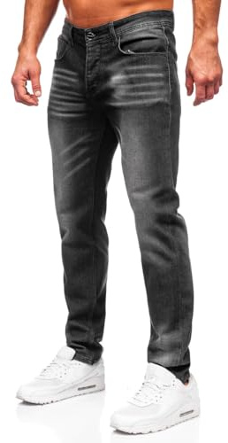 BOLF Homme Pantalon en Jeans Jeans Used Look Jeans Destroyed Denim Style Regular Fit Jambe etroite Temps Libre Casual Style MP0199N Noir M [6F6]