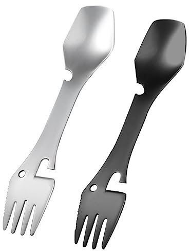 BESPORTBLE 2stücke Messer Gabel Löffel Edelstahl Camping Geschirr Combo Utensil Outdoor Picknick Kochgeschirr Leicht Rostfrei Kompakt