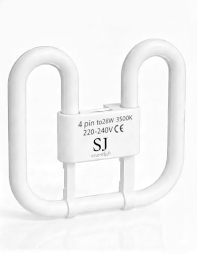 28W 2D Square 4-Pin CFL Lamps, GR10Q Energy Saving Light Bulb, Warm White 3500K, 28W/2000+ Lumens, Square Light Bulb, 110V, 170g, Durable Energy-Saving Lamp [Energy Class A] (One size, 1.0, count)
