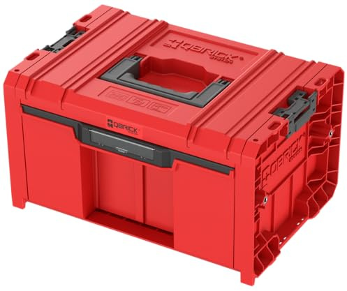Qbrick System Pro Drawer 1 Toolbox 2.0 Basic Red Ultra HD Boîte à outils avec tiroir extrêmement résistante IP66 Modulaire
