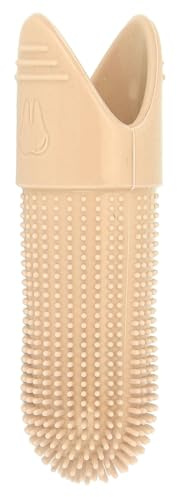 Hund Tandborste, 360 ° Hund Tandborste Mat Klass Silikon Borst Husdjur Tandborste för Hundar Katter Tandvården Vård, Hund Finger Tandborste Katt Tandborste för Hund Tänder (Beige)