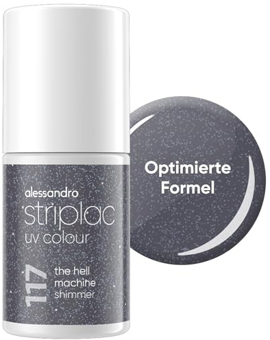 alessandro Striplac Peel-Off UV Gel Nagellack, The Hell Machine Shimmer | Hochpigmentierter UV Gel Nagellack, bis zu 15 Tage Halt, kratzfest, acetonfrei & abziehbar, HEMA-frei & vegan
