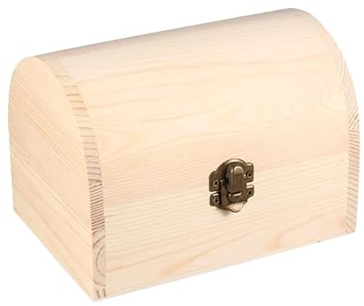 BESPORTBLE Arched Solid Handmade Wooden Box with Lock Large Multi-Function Diy Craft Storage Case for Jewelry Cosmetics and Small Items Home Office Use