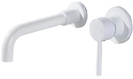 White Bathroom Basin Faucet Concealed Wall Mounted Faucet Tap 360 Rotation for Shower(Color 3)