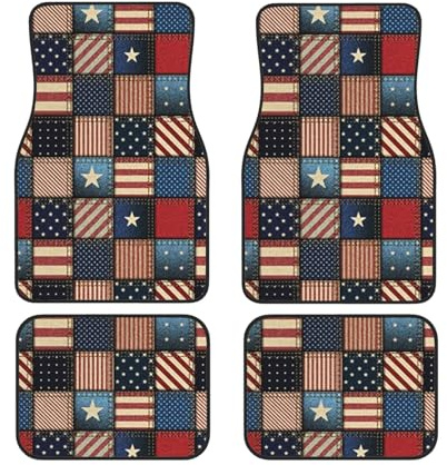 GSGCSBYMLG Tapis de sol de voiture imprimé drapeau américain patchwork ensemble de quatre tapis de sol décoratifs pour voiture