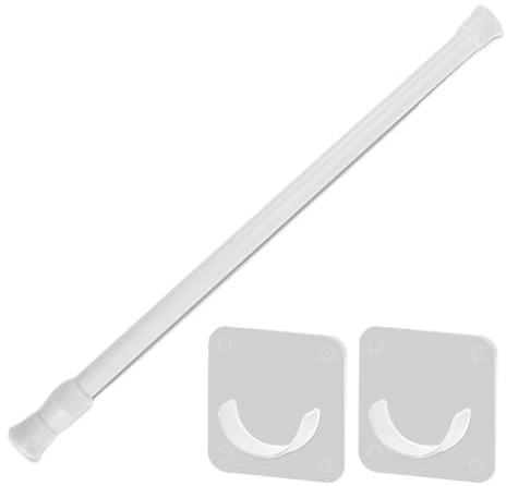 Net Curtain Rods Extendable, 30-50cm Extendable Hanging Bar, 1Pcs Tension Cupboard Rods with 2 Holder, Adjustable Small Spring TensionRods Extendable Cupboard Bars for Bookshelf Wardrobe Bathroom