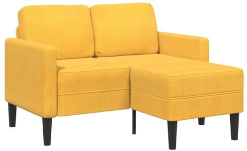 INLIFE 2-Sitzer-Sofa mit Chaiselongue L-Form Hellgelb 125 cm Leinen,Möbel,Sofas,Gelb,27.2 KG,4107082