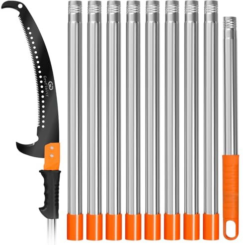 Grefinity Manual Pole Saw for Tree Trimming, 14 Feet Extendable Tree Trimmer Pole Saw, Telescoping Pruner, Sharp Steel Blade, for Backyard and Garden Pruning Palms and Shrubs